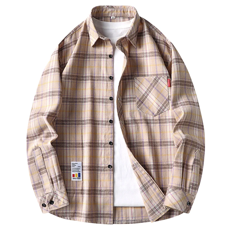 Flannel Shirt Lined - Mens Casual Plaid Grid Flannel Button