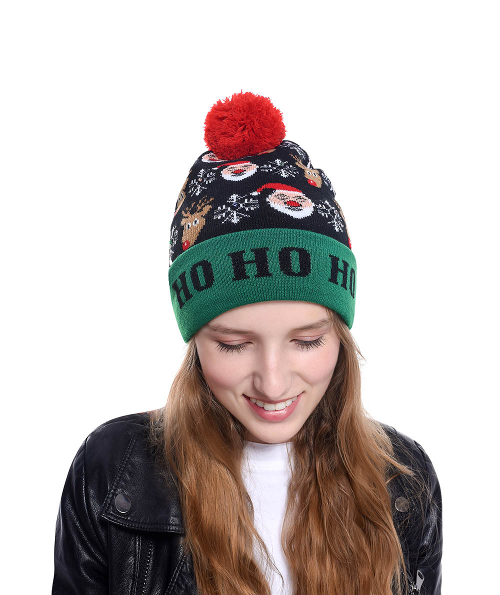 Knitted LED Christmas Hat  Bea - Knit Beanie Hat Warm ulasan dan harga