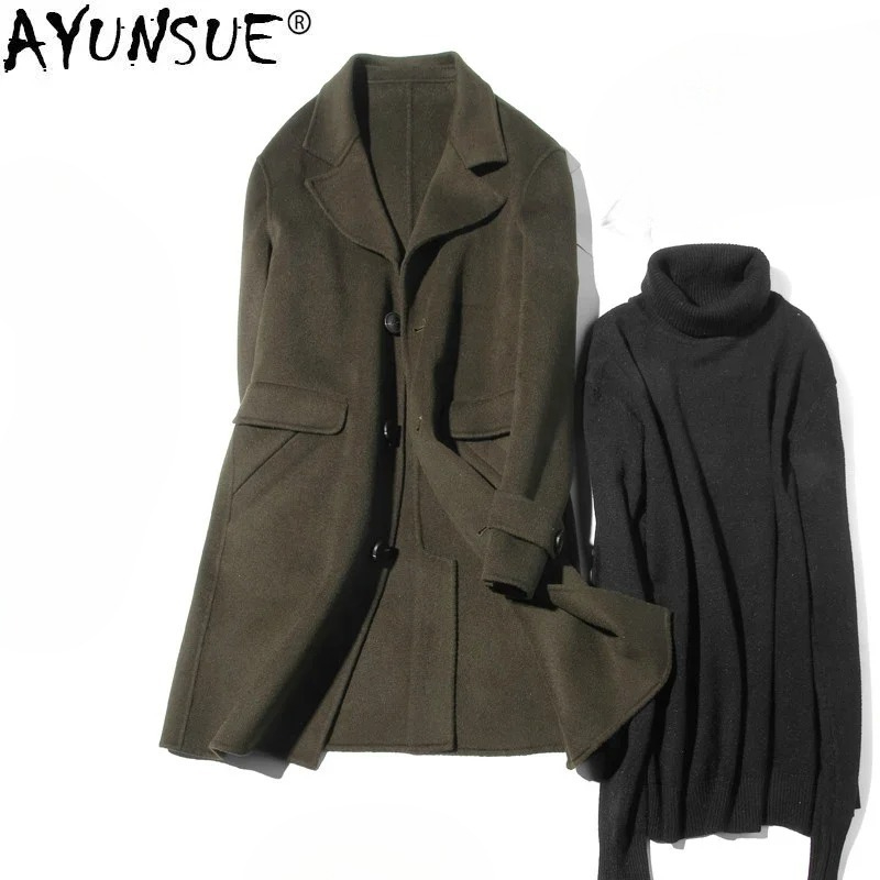 AYUNSUE 100% Wool Coat Men Aut - Wool Coat Peacoat ulasan dan harga