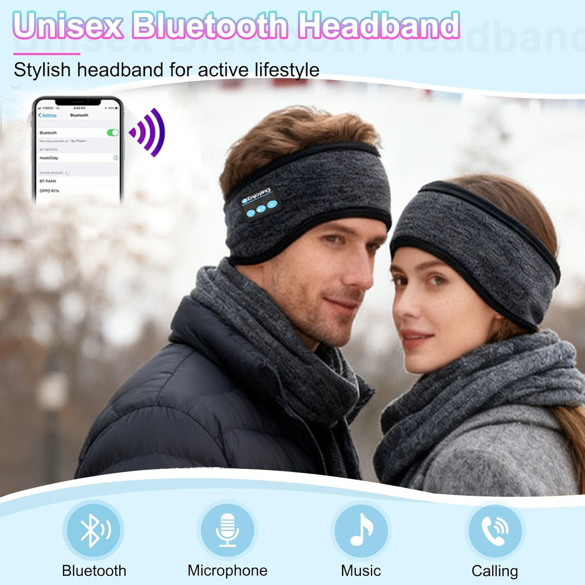 Wireless Bluetooth Headphones  - Winter Headband Fleece ulasan dan harga