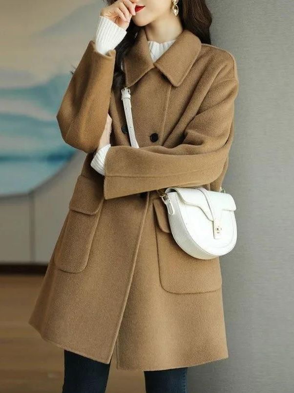 Stylish Mid-Length Woolen Coat - Down Jacket Packable ulasan dan harga