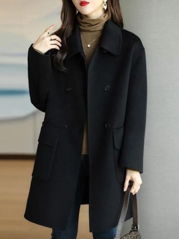 Stylish Mid-Length Woolen Coat - Down Jacket Packable ulasan dan harga