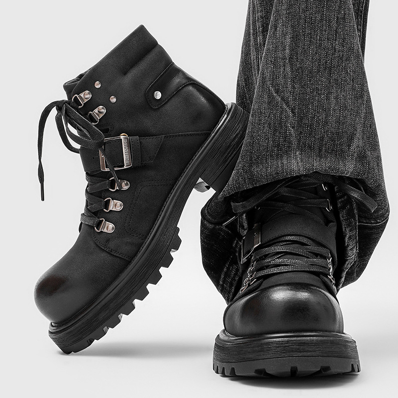 Brand Men Leather Boots Motorc - Waterproof Winter Boot ulasan dan harga