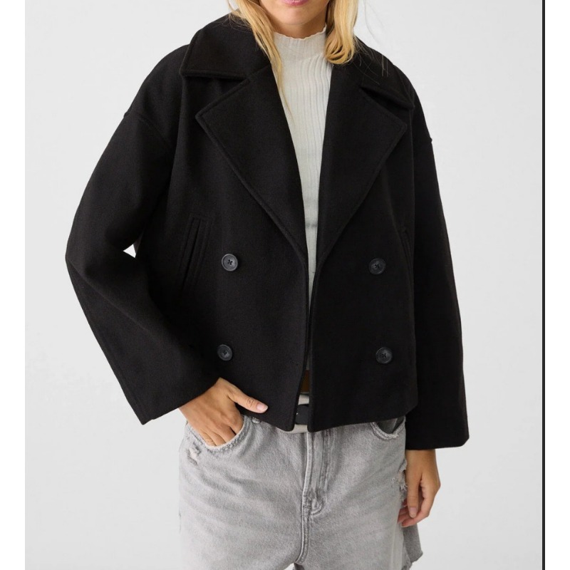 Women's Oversized Double Breas - Wool Coat Peacoat ulasan dan harga