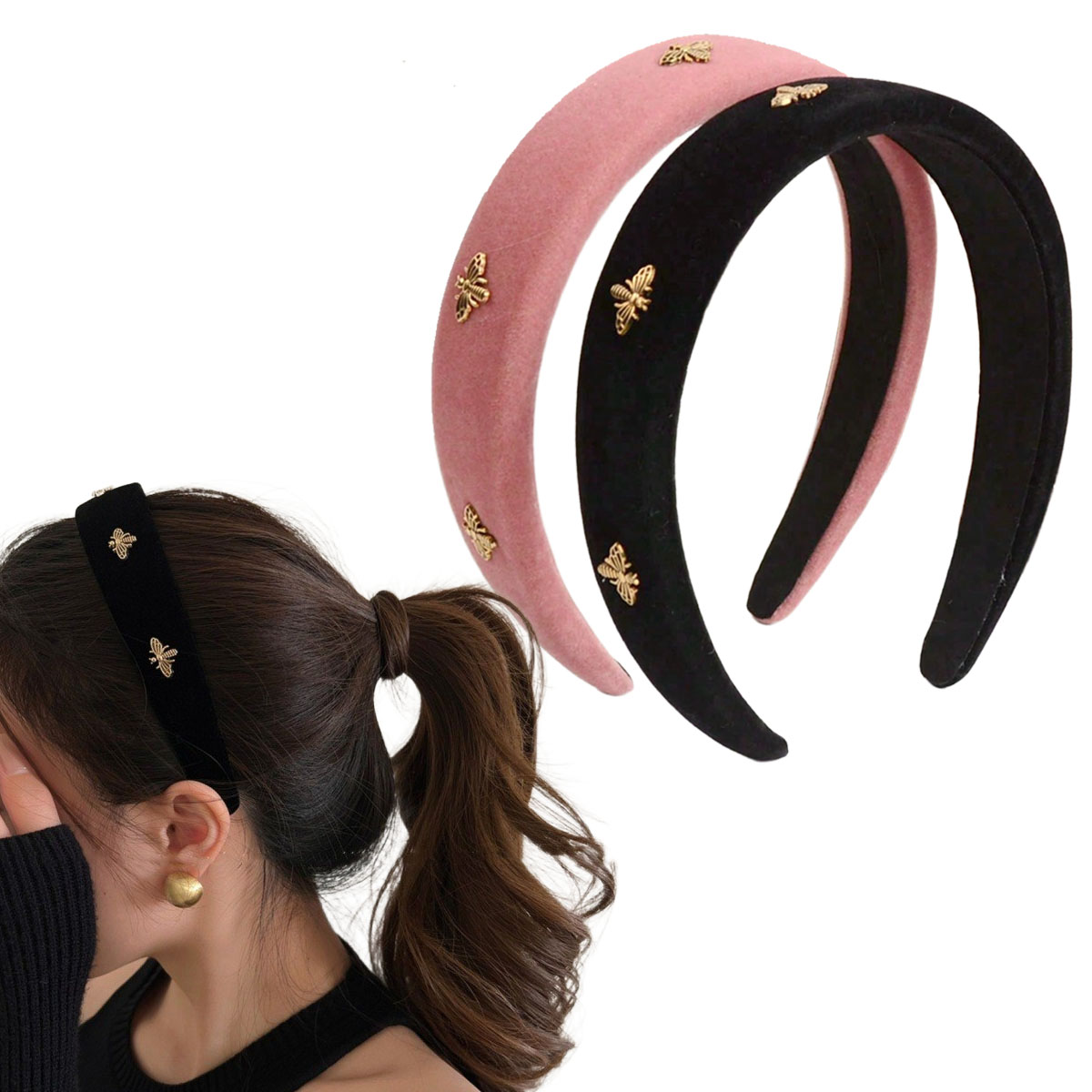 Little Bee Black Velvet Headba - Winter Headband Fleece ulasan dan harga